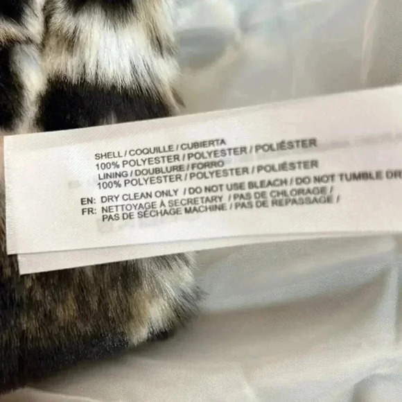 BAND OF THE FREE FAUX FUR JACKET ANIMAL PRINT IVORY  BLACK NO CLOSURE SIZE M - Picture 8 of 9